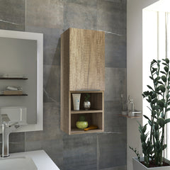Mila Bathroom Cabinet, Two Interior Shelves, Two External Shelves, Single Door Cabinet -Pine