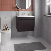 Chaux Floating, Wide Double Door Vanity, With Resin Sink And Two Shelves, Bathroom Storage, Black