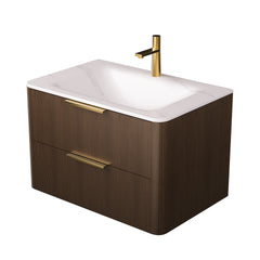 ZANE 30" Bathroom Sink, Carrara White Sintered Stone Hot-bent Integrated Basin, NO Cabinet, NO Faucet and Drain