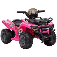 Aosom Kids ATV Four Wheeler Ride on Car, Motorized Quad, 6V Battery Powered Electric Quad with Songs for 18-36 Months, Pink