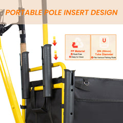 Fishing Cart Beach Cart Collapsible Wagon 9.85'' All-Terrain Wheels for Sand, Heavy Duty Garden Cart with Rod Holders,Umbrella Holder and Storage Pockets, 550lb Large Capacity, Yellow+Black
