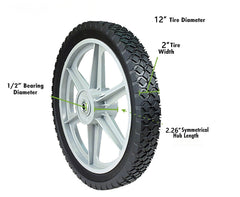 12" Spoked Plastic Wheel and Tire, Universal Replacement Wheel for Lawn Mowers and DIY Trolley Wagon Cart 10 Pack