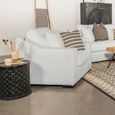 Chelan White Upholstered Sloped Arm Accent Chair