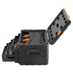 Mechanics Tool Set and Socket Set, 1/4" 3/8" 1/2" Drive Deep and Standard Sockets, 450 Pcs SAE and Metric Mechanic Tool Kit with Bits, Hex Wrenches, Combination Wrench, Accessories, Storage Case