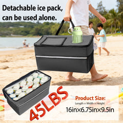 3-in-1 Folding Wagon with Bench Seat – patent protection, Includes 1 ice pack, 500lbs Capacity, 9"x4" Beach Tires for Camping & Beach, gray
