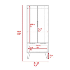 Closet, One Drawer, Double Door Cabinet , Hairpin Legs, Light Oak