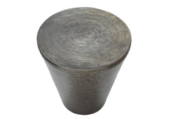 Accent Table, Drum, Side, End, Nightstand, Lamp, Living Room, Bedroom, Grey Metal, Contemporary, Modern