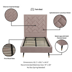 Twin Bed in Blush