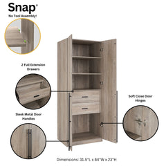 Wardrobe Closet in Rustic Gray