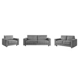 Modern Minimalist Style Corduroy Sectional Sofa 3-Piece Set, Grey, Suitable for Daily Home Use