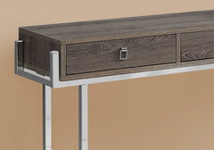 Accent Table, Console, Entryway, Narrow, Sofa, Storage Drawer, Living Room, Bedroom, Brown Laminate, Chrome Metal, Contemporary, Modern