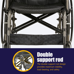 Aluminum Alloy Transport Wheelchair. 18" Seats. With front and Rear Locking Hand Brakes. 24" Quick Remove Rear Wheel.Nanometer Grey