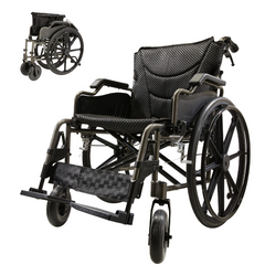 Aluminum Alloy Transport Wheelchair. 18" Seats. With front and Rear Locking Hand Brakes. 24" Quick Remove Rear Wheel.Nanometer Grey