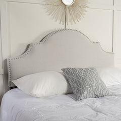 Upholstered Headboard Queen Size, Solid Wood Head Board with Durable Metal Legs, Adjustable Height Queen headboard with Nailhead Trim in Bedroom