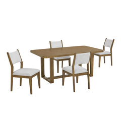 Dafne 5Pc 72" Rectangular Walnut Oak Finish Sled Dining Set