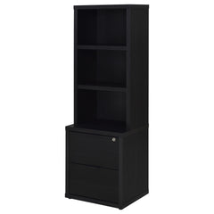 Geary Black 3-shelf Bookcase USB and Lockable Drawer