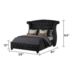 SOPHIA Crystal Tufted Full Bed Made with Wood in Black Color(NJ INVENTORY)