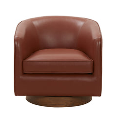 Tessa Caramel Top Grain Leather Wood Base Swivel Chair