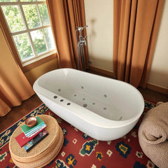 67" Whirlpool and Air Bath Soaking Combination Tub with Adjustable Speed Air Blower and Air type control switch, White,AC-199B