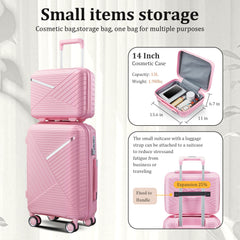 Luggage Sets 4 Piece(14/20/24/28), Expandable Lightweight Suitcase with 4 Double 360 Degrees Mute Spinner Wheels PP Materials Durable TSA Lock Travel Luggage