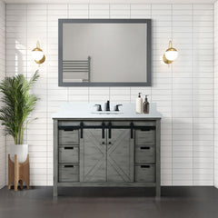 Ash Grey Bath Vanity 48 in. W x 22 in. D, Cultured Marble Countertop and Faucet Set