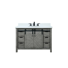Ash Grey Bath Vanity 48 in. W x 22 in. D, Cultured Marble Countertop and Faucet Set