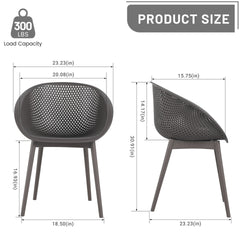Holiday - 2-Pack Warm Grey Modern Lounge Chairs – Indoor/Outdoor All-Weather PP Plastic with Modern folding indoor/outdoor multi-functional square table- PP tabletop with metal legs(White, khaki)