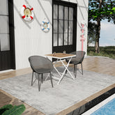 Holiday - 2-Pack Warm Grey Modern Lounge Chairs – Indoor/Outdoor All-Weather PP Plastic with Modern folding indoor/outdoor multi-functional square table- PP tabletop with metal legs(White, khaki)