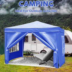 10'x10' Folding Canopy with 4 Removable Sidewalls Outdoor Event Shelter UPF 50+ Gazebo Portable Tents for Parties Beach Camping Wedding EZ Pop Up Canopy 4pcs Weight Bag + Carry Bag