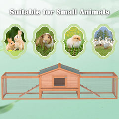 2-Story Large Wooden Rabbit Hutch Pet House with Ramps, Lockable Doors, Run Area and Asphalt Roof for Outdoor Use,Easy to Assemble and Durable with Cleaning Tray and Waterproof Roof