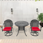 3-Piece All-Weather Cast Aluminum Dining Set, Include 2 Swivel Chairs and 35.43" Round Table With Black Frame
