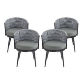 Outdoor Dining Chair-Metal & Rope with Light Gray Cushion Patio Furniture,Weather-Resistant Patio Chairs with Cushions,MP2(set of 2)