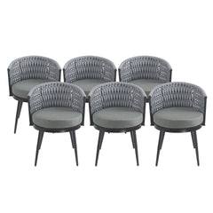 Outdoor Dining Chair-Metal & Rope with Light Gray Cushion Patio Furniture,Weather-Resistant Patio Chairs with Cushions,MP2(set of 2)