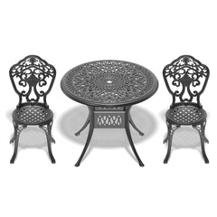 3-Piece Set Of All-Weather Cast Aluminum Dining Furniture Set With Black Frame
