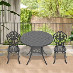 3-Piece Set Of All-Weather Cast Aluminum Dining Furniture Set With Black Frame