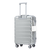 28 Inch ABS Hard Shell Large Travel Checked Luggage - Scratch Resistant Surface Four Multi-Directional Wheels, With Combination Lock and Side Hooks .(Silver)