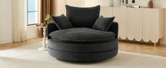 360° Swivel Sofa Chair Accent Barrel Chair 57.5" Swivel Round Chair with Dual-layer Cushion Design and 3 Removable Pillows for Living Room, Bedroom, Office and Hotel, Black