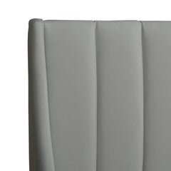 Aspen Vertical Tufted Modern Headboard Platform Bed Set, Queen, Opal Grey Velvet