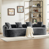 Curved Loveseat, Small Chenille Sofa with 3 Pillows, Deep Seat Couch for Apartment, Living Room, No Assembly Needed
