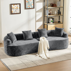 Curved Loveseat, Small Chenille Sofa with 3 Pillows, Deep Seat Couch for Apartment, Living Room, No Assembly Needed