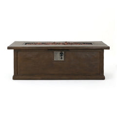 56'' Rectangular Outdoor MGO 50,000 BTU Propane Fire Pit, Brown Wood Pattern (Tank Cover not Included)