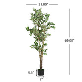 69" Artificial Ficus Tree with Black Plastic Pot