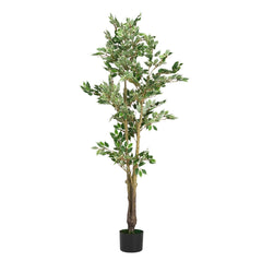 69" Artificial Ficus Tree with Black Plastic Pot