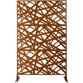 Outdoor & Indoor Privacy Screen Metal Privacy Screen 76" H×48" W, Freestanding Decorative Privacy Screen for Deck Balcony Patio, Privacy Fence Panels for Outside Lawn Garden PS117 BROWN