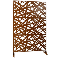 Outdoor & Indoor Privacy Screen Metal Privacy Screen 76" H×48" W, Freestanding Decorative Privacy Screen for Deck Balcony Patio, Privacy Fence Panels for Outside Lawn Garden PS117 BROWN