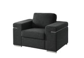 Giuliana Black Linen Fabric Arm Chair