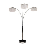 84" Tall Metal Floor Lamp with 3 Crystal Shaded Arches
