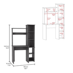 Versalles Writintg Desk, Two Superior Shelves, Five Cubbies -Smokey Oak