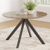 47.2" Solid Wood Round Dining Kitchen Table for 4-6 People with Intersecting Pedestal Base