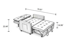 Sleeper Chair 3-in-1 Convertible Chair Bed Pull Out Sleeper Chair Beds Adjustable double Armchair Sofa Bed with USB Ports, Side Pocket, Linen camel